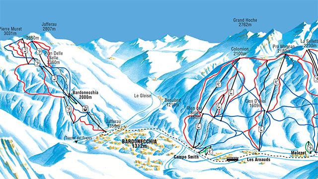 SS C Ski Piste Map Bardonecchia 